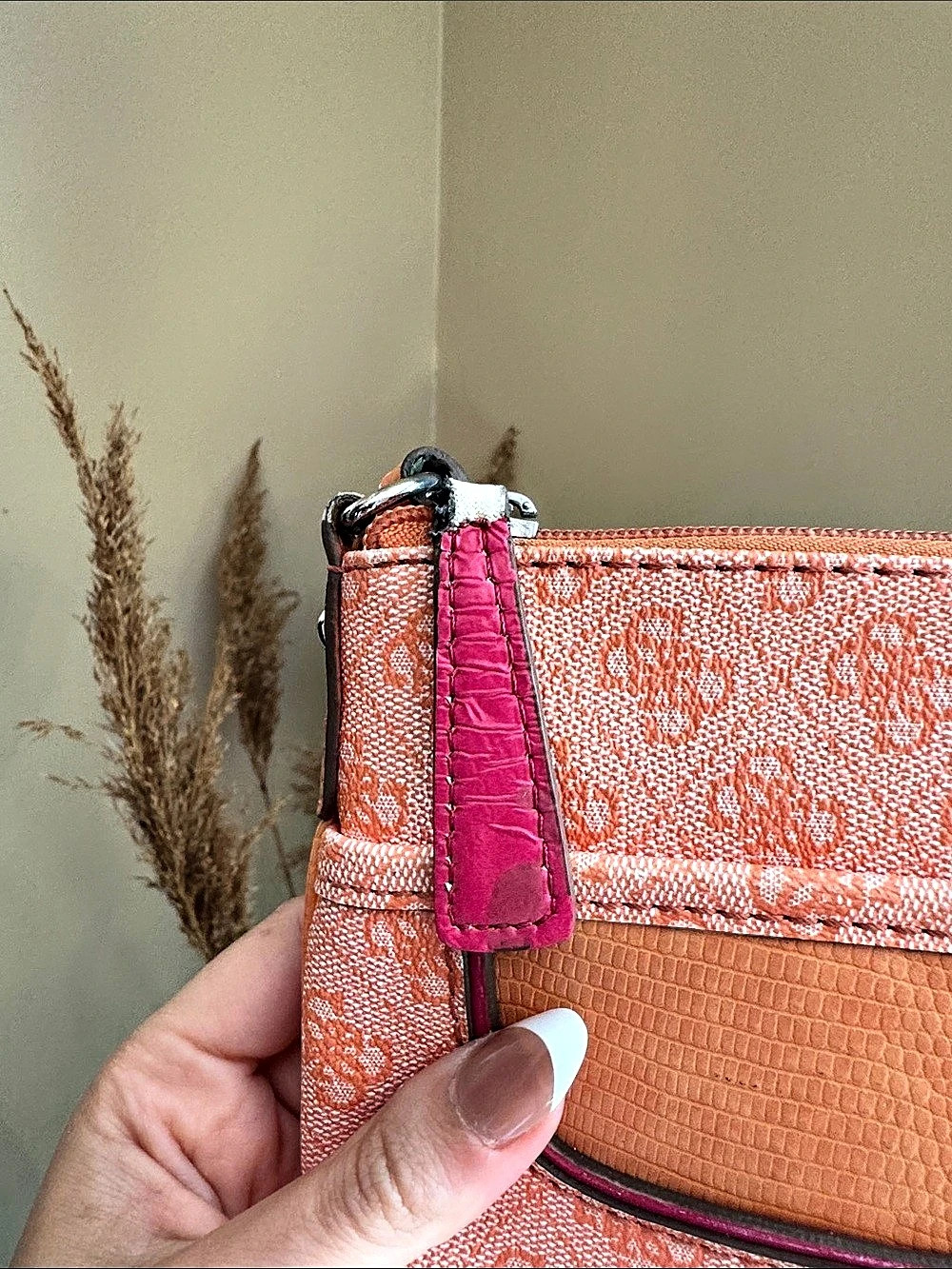 Guess Floral Crossbody Bag in Orange & Pink - Picture 5 of 9